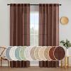 MIULEE Chocolate Brown Linen Curtains 90 Inch Long for Bedroom Living Room, Soft Thick Linen Textured Window Drapes Semi Sheer Light Filtering Back Tab Rod Pocket Burlap Look Decor, 2 Panels(Warm Brown)