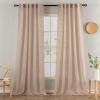 MIULEE Chocolate Brown Linen Curtains 90 Inch Long for Bedroom Living Room, Soft Thick Linen Textured Window Drapes Semi Sheer Light Filtering Back Tab Rod Pocket Burlap Look Decor, 2 Panels(Natural Beige)