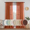 MIULEE Chocolate Brown Linen Curtains 90 Inch Long for Bedroom Living Room, Soft Thick Linen Textured Window Drapes Semi Sheer Light Filtering Back Tab Rod Pocket Burlap Look Decor, 2 Panels(Rust)