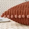 MIULEE Fall Rust Corduroy Decorative Spring Throw Pillow Covers Pack of 2 Pom-pom Soft Boho Striped Pillow Covers Modern Farmhouse Home Decor for Sofa Living Room Couch Bed 12×20 Inch(Rust)