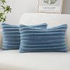 MIULEE Faux Fur Decorative Throw Pillow Covers 18×18 Inch Set of 2, Coastal Modern Art Spring Home Decor Soft Plush Couch Pillows Cozy Fluffy Cushion Covers for Sofa Bed Grey Blue(Blue Grey)