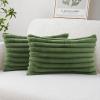 MIULEE Faux Fur Decorative Throw Pillow Covers 18×18 Inch Set of 2, Coastal Modern Art Spring Home Decor Soft Plush Couch Pillows Cozy Fluffy Cushion Covers for Sofa Bed Grey Blue(Moss Green)