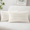MIULEE Faux Fur Decorative Throw Pillow Covers 18×18 Inch Set of 2, Coastal Modern Art Spring Home Decor Soft Plush Couch Pillows Cozy Fluffy Cushion Covers for Sofa Bed Grey Blue(White)
