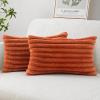 MIULEE Faux Fur Decorative Throw Pillow Covers 18×18 Inch Set of 2, Coastal Modern Art Spring Home Decor Soft Plush Couch Pillows Cozy Fluffy Cushion Covers for Sofa Bed Grey Blue(Burnt Orange)