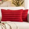MIULEE Faux Fur Decorative Throw Pillow Covers 18×18 Inch Set of 2, Coastal Modern Art Spring Home Decor Soft Plush Couch Pillows Cozy Fluffy Cushion Covers for Sofa Bed Grey Blue(Red)