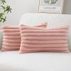 MIULEE Faux Fur Decorative Throw Pillow Covers 18×18 Inch Set of 2, Coastal Modern Art Spring Home Decor Soft Plush Couch Pillows Cozy Fluffy Cushion Covers for Sofa Bed Grey Blue(Pink)
