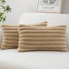 MIULEE Faux Fur Decorative Throw Pillow Covers 18×18 Inch Set of 2, Coastal Modern Art Spring Home Decor Soft Plush Couch Pillows Cozy Fluffy Cushion Covers for Sofa Bed Grey Blue(Khaki)