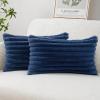 MIULEE Faux Fur Decorative Throw Pillow Covers 18×18 Inch Set of 2, Coastal Modern Art Spring Home Decor Soft Plush Couch Pillows Cozy Fluffy Cushion Covers for Sofa Bed Grey Blue(Navy Blue)