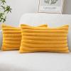 MIULEE Faux Fur Decorative Throw Pillow Covers 18×18 Inch Set of 2, Coastal Modern Art Spring Home Decor Soft Plush Couch Pillows Cozy Fluffy Cushion Covers for Sofa Bed Grey Blue(Mustard Yellow)