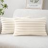 MIULEE Faux Fur Decorative Throw Pillow Covers 18×18 Inch Set of 2, Coastal Modern Art Spring Home Decor Soft Plush Couch Pillows Cozy Fluffy Cushion Covers for Sofa Bed Grey Blue(Cream)