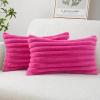 MIULEE Faux Fur Decorative Throw Pillow Covers 18×18 Inch Set of 2, Coastal Modern Art Spring Home Decor Soft Plush Couch Pillows Cozy Fluffy Cushion Covers for Sofa Bed Grey Blue(Hot Pink)