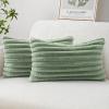 MIULEE Faux Fur Decorative Throw Pillow Covers 18×18 Inch Set of 2, Coastal Modern Art Spring Home Decor Soft Plush Couch Pillows Cozy Fluffy Cushion Covers for Sofa Bed Grey Blue(Sage Green)