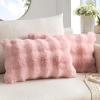 MIULEE Faux Fur Pillow Covers Thick Soft Plush Christmas Throw Pillows Luxury Spring Home Decor for Winter Holiday Couch Bedroom Living Room Sofa,18×18 Inch Pack of 2 White(Light Pink)