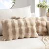 MIULEE Faux Fur Pillow Covers Thick Soft Plush Christmas Throw Pillows Luxury Spring Home Decor for Winter Holiday Couch Bedroom Living Room Sofa,18×18 Inch Pack of 2 White(Khaki)