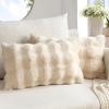 MIULEE Faux Fur Pillow Covers Thick Soft Plush Christmas Throw Pillows Luxury Spring Home Decor for Winter Holiday Couch Bedroom Living Room Sofa,18×18 Inch Pack of 2 White(Beige)