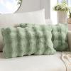 MIULEE Faux Fur Pillow Covers Thick Soft Plush Christmas Throw Pillows Luxury Spring Home Decor for Winter Holiday Couch Bedroom Living Room Sofa,18×18 Inch Pack of 2 White(Sage Green)