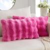 MIULEE Faux Fur Pillow Covers Thick Soft Plush Christmas Throw Pillows Luxury Spring Home Decor for Winter Holiday Couch Bedroom Living Room Sofa,18×18 Inch Pack of 2 White(Hot Pink)
