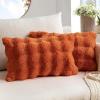 MIULEE Faux Fur Pillow Covers Thick Soft Plush Christmas Throw Pillows Luxury Spring Home Decor for Winter Holiday Couch Bedroom Living Room Sofa,18×18 Inch Pack of 2 White(Rust)