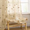MIULEE Ivory Sheer Curtains 2 Panels Embroidered Leaf Patterned Rod Pocket Floral Semi Sheer Faux Linen Short Window Curtains Drapes Set for Kitchen Bathroom Cafe, 30×30 Inches Length(Khaki)