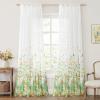 MIULEE Ivory Sheer Curtains 2 Panels Embroidered Leaf Patterned Rod Pocket Floral Semi Sheer Faux Linen Short Window Curtains Drapes Set for Kitchen Bathroom Cafe, 30×30 Inches Length(*Sage Green)