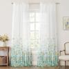 MIULEE Ivory Sheer Curtains 2 Panels Embroidered Leaf Patterned Rod Pocket Floral Semi Sheer Faux Linen Short Window Curtains Drapes Set for Kitchen Bathroom Cafe, 30×30 Inches Length(*Turquoise)