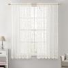 MIULEE Ivory Sheer Curtains 2 Panels Embroidered Leaf Patterned Rod Pocket Floral Semi Sheer Faux Linen Short Window Curtains Drapes Set for Kitchen Bathroom Cafe, 30×30 Inches Length(Ivory)