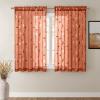MIULEE Ivory Sheer Curtains 2 Panels Embroidered Leaf Patterned Rod Pocket Floral Semi Sheer Faux Linen Short Window Curtains Drapes Set for Kitchen Bathroom Cafe, 30×30 Inches Length(Burnt Orange)