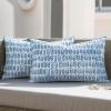 MIULEE Outdoor Set of 2 Patio Lumbar Pillows Spring 18”x 18” Fade Resistant Outdoor Lumbar Pillow with Inserts, Fluffy Decorative Garden Waterproof Cushions for Home Patio Couch Sofa Use, Dark Blue(Royal Blue)