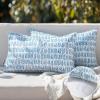 MIULEE Outdoor Set of 2 Patio Lumbar Pillows Spring 18”x 18” Fade Resistant Outdoor Lumbar Pillow with Inserts, Fluffy Decorative Garden Waterproof Cushions for Home Patio Couch Sofa Use, Dark Blue(Dark Blue)