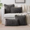 MIULEE Pack of 2 Decorative Faux Fur Throw Pillow Covers New Luxury Series Style Fluffy Pillow Case Cushion Cover for Sofa Bedroom Car 18 x 18 Grey