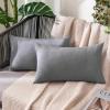 MIULEE Pack of 2 Decorative Outdoor Solid Waterproof Throw Pillow Covers Faux Linen Garden Farmhouse Cushion Cases for Summer Patio Tent Balcony Couch Sofa 16×16 Inch Navy(Light Grey)
