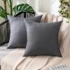 MIULEE Pack of 2 Decorative Outdoor Solid Waterproof Throw Pillow Covers Faux Linen Garden Farmhouse Cushion Cases for Summer Patio Tent Balcony Couch Sofa 16×16 Inch Navy(Dark Grey)