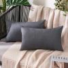 MIULEE Pack of 2 Decorative Outdoor Solid Waterproof Throw Pillow Covers Faux Linen Garden Farmhouse Cushion Cases for Summer Patio Tent Balcony Couch Sofa 16×16 Inch Navy(Dark Grey)