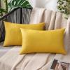 MIULEE Pack of 2 Decorative Outdoor Solid Waterproof Throw Pillow Covers Faux Linen Garden Farmhouse Cushion Cases for Summer Patio Tent Balcony Couch Sofa 16×16 Inch Navy(Yellow)