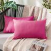 MIULEE Pack of 2 Decorative Outdoor Solid Waterproof Throw Pillow Covers Faux Linen Garden Farmhouse Cushion Cases for Summer Patio Tent Balcony Couch Sofa 16×16 Inch Navy(Hot Pink)