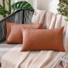 MIULEE Pack of 2 Decorative Outdoor Solid Waterproof Throw Pillow Covers Faux Linen Garden Farmhouse Cushion Cases for Summer Patio Tent Balcony Couch Sofa 16×16 Inch Navy(Rust)