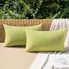 MIULEE Pack of 2 Decorative Outdoor Solid Waterproof Throw Pillow Covers Faux Linen Garden Farmhouse Cushion Cases for Summer Patio Tent Balcony Couch Sofa 16×16 Inch Navy(Moss Green)