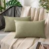 MIULEE Pack of 2 Decorative Outdoor Solid Waterproof Throw Pillow Covers Faux Linen Garden Farmhouse Cushion Cases for Summer Patio Tent Balcony Couch Sofa 16×16 Inch Navy(Light Olive Green)