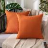 MIULEE Pack of 2 Decorative Outdoor Solid Waterproof Throw Pillow Covers Faux Linen Garden Farmhouse Cushion Cases for Summer Patio Tent Balcony Couch Sofa 16×16 Inch Navy(Orange)
