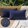 MIULEE Pack of 2 Decorative Outdoor Solid Waterproof Throw Pillow Covers Faux Linen Garden Farmhouse Cushion Cases for Summer Patio Tent Balcony Couch Sofa 16×16 Inch Navy(Navy)