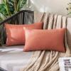 MIULEE Pack of 2 Decorative Outdoor Solid Waterproof Throw Pillow Covers Faux Linen Garden Farmhouse Cushion Cases for Summer Patio Tent Balcony Couch Sofa 16×16 Inch Navy(Coral Red)