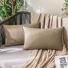 MIULEE Pack of 2 Decorative Outdoor Solid Waterproof Throw Pillow Covers Faux Linen Garden Farmhouse Cushion Cases for Summer Patio Tent Balcony Couch Sofa 16×16 Inch Navy(Khaki)