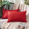 MIULEE Pack of 2 Decorative Outdoor Solid Waterproof Throw Pillow Covers Faux Linen Garden Farmhouse Cushion Cases for Summer Patio Tent Balcony Couch Sofa 16×16 Inch Navy(Red)