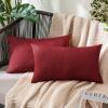 MIULEE Pack of 2 Decorative Outdoor Solid Waterproof Throw Pillow Covers Faux Linen Garden Farmhouse Cushion Cases for Summer Patio Tent Balcony Couch Sofa 16×16 Inch Navy(Wine Red)