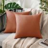 MIULEE Pack of 2 Decorative Outdoor Solid Waterproof Throw Pillow Covers Faux Linen Garden Farmhouse Cushion Cases for Summer Patio Tent Balcony Couch Sofa 16×16 Inch Navy(Rust)