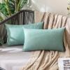 MIULEE Pack of 2 Decorative Outdoor Solid Waterproof Throw Pillow Covers Faux Linen Garden Farmhouse Cushion Cases for Summer Patio Tent Balcony Couch Sofa 16×16 Inch Navy(Teal)