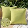 MIULEE Pack of 2 Decorative Outdoor Solid Waterproof Throw Pillow Covers Faux Linen Garden Farmhouse Cushion Cases for Summer Patio Tent Balcony Couch Sofa 16×16 Inch Navy(Moss Green)