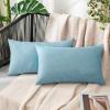 MIULEE Pack of 2 Decorative Outdoor Solid Waterproof Throw Pillow Covers Faux Linen Garden Farmhouse Cushion Cases for Summer Patio Tent Balcony Couch Sofa 16×16 Inch Navy(Blue Gray)