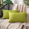 MIULEE Pack of 2 Decorative Outdoor Solid Waterproof Throw Pillow Covers Faux Linen Garden Farmhouse Cushion Cases for Summer Patio Tent Balcony Couch Sofa 16×16 Inch Navy(Green)