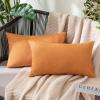MIULEE Pack of 2 Decorative Outdoor Solid Waterproof Throw Pillow Covers Faux Linen Garden Farmhouse Cushion Cases for Summer Patio Tent Balcony Couch Sofa 16×16 Inch Navy(Brown)